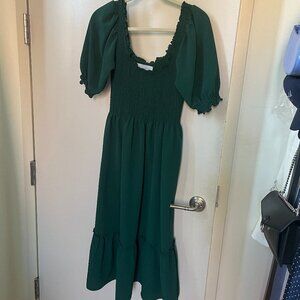 HILLHOUSE HOME LUISA NAP DRESS IN DARK GREEN